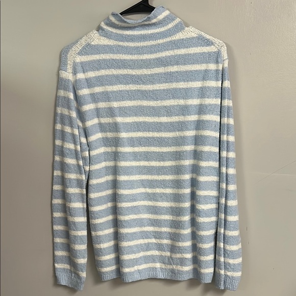 J. Crew Blue and White Striped Turtleneck Sweater - Picture 4 of 4